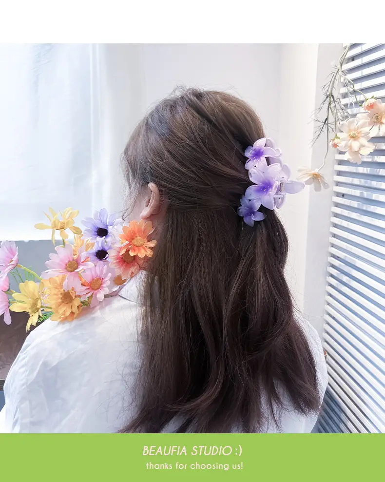 Candy Color Flower Hairclip Large Egg Flower Grab Clip Back of Head Disc Hair Shark Clip Seaside Vacation Hair Accessories Headwear — feature 13