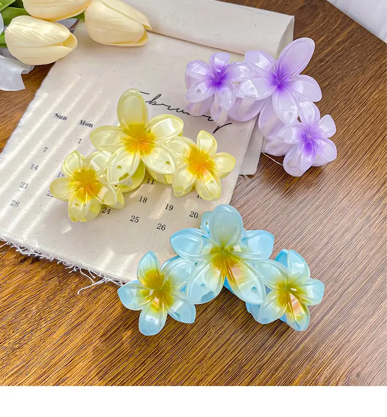 Candy Color Flower Hairclip Large Egg Flower Grab Clip Back of Head Disc Hair Shark Clip Seaside Vacation Hair Accessories Headwear — feature 8