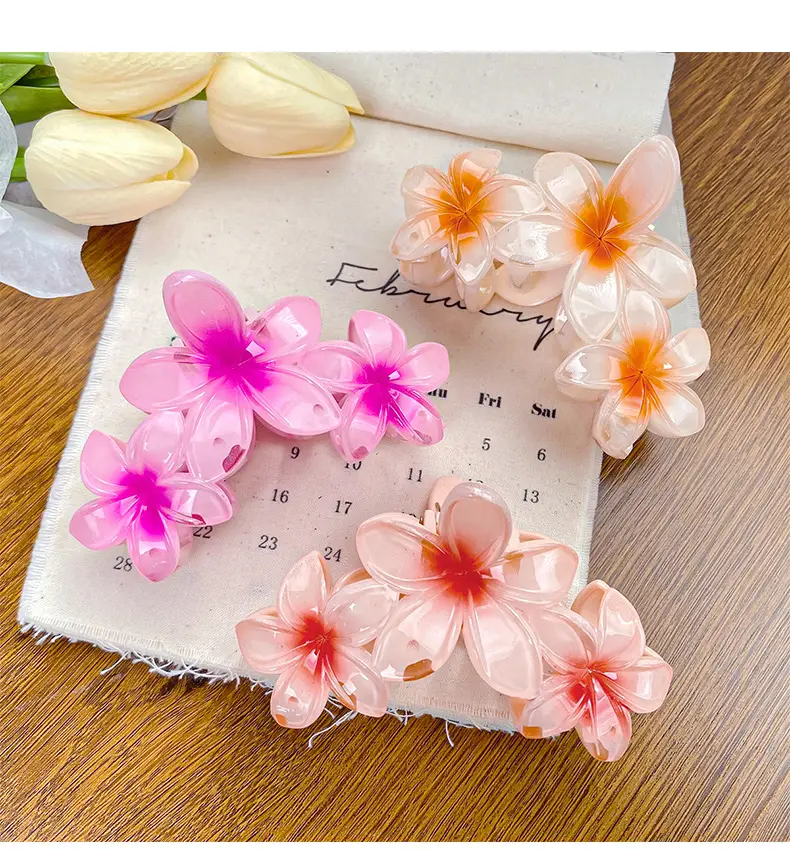 Candy Color Flower Hairclip Large Egg Flower Grab Clip Back of Head Disc Hair Shark Clip Seaside Vacation Hair Accessories Headwear — feature 9