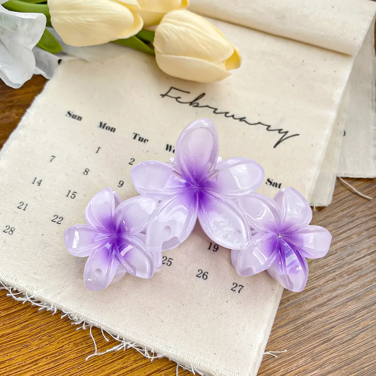 Candy Color Flower Hairclip Large Egg Flower Grab Clip Back of Head Disc Hair Shark Clip Seaside Vacation Hair Accessories Headwear
