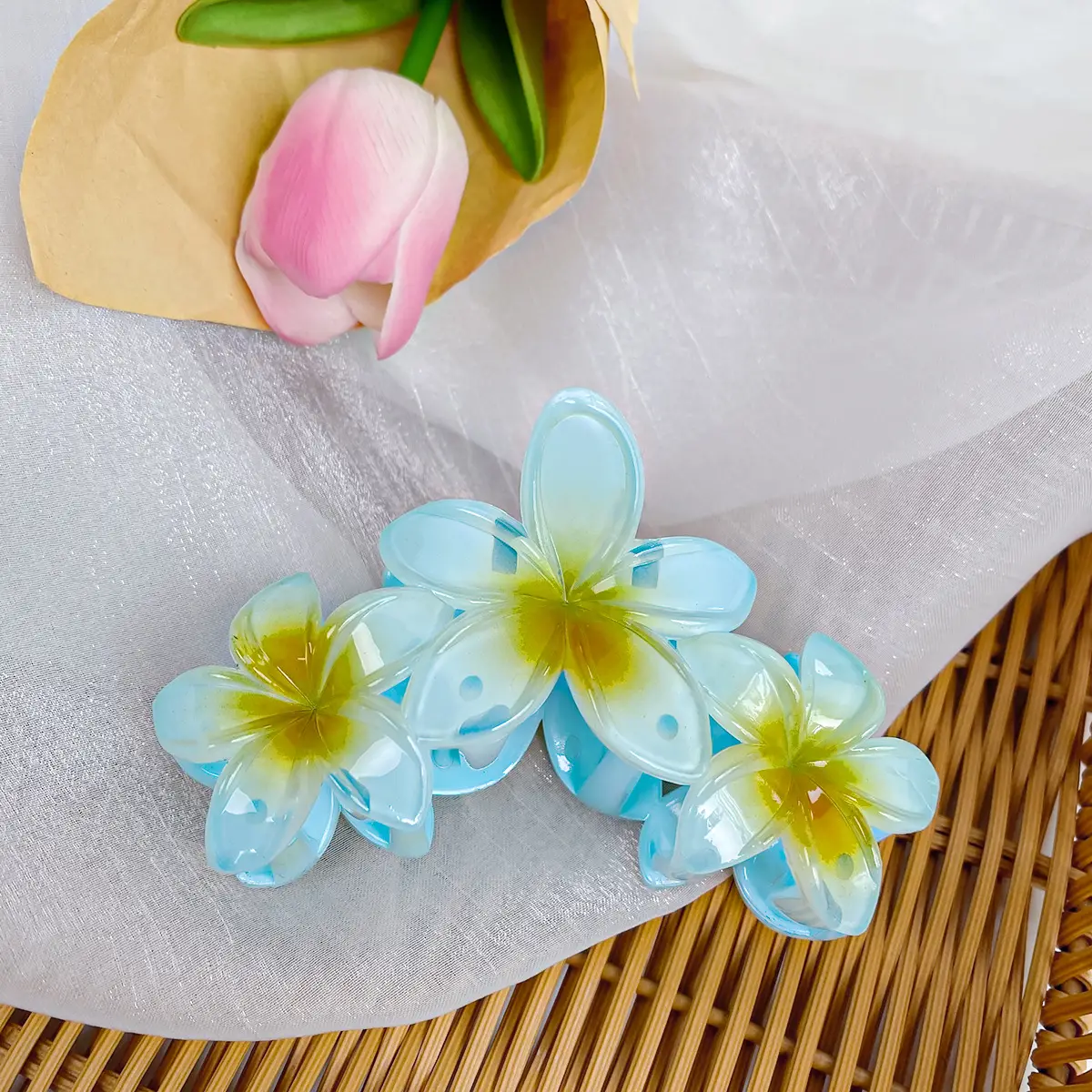 Candy Color Flower Hairclip Large Egg Flower Grab Clip Back of Head Disc Hair Shark Clip Seaside Vacation Hair Accessories Headwear