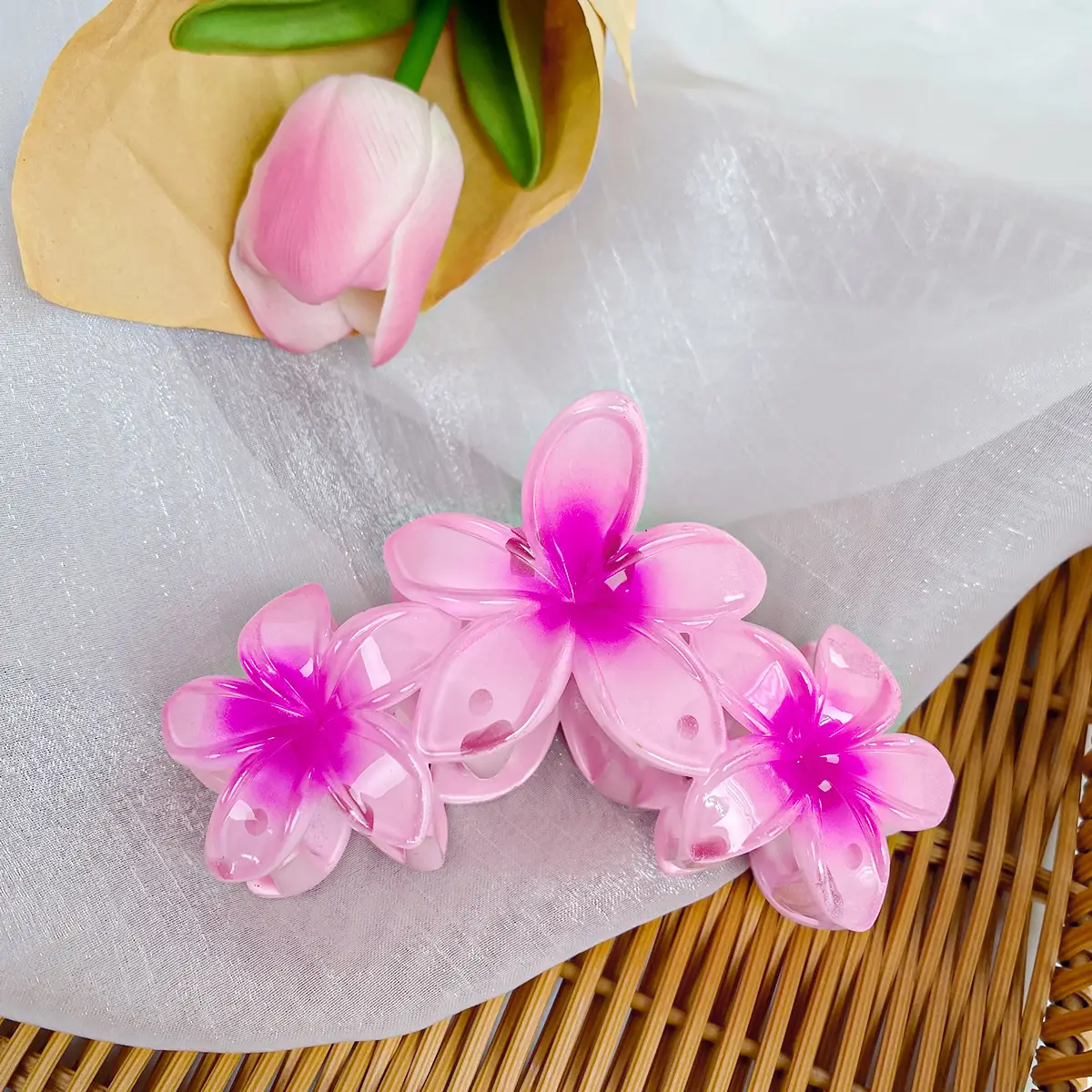 Candy Color Flower Hairclip Large Egg Flower Grab Clip Back of Head Disc Hair Shark Clip Seaside Vacation Hair Accessories Headwear