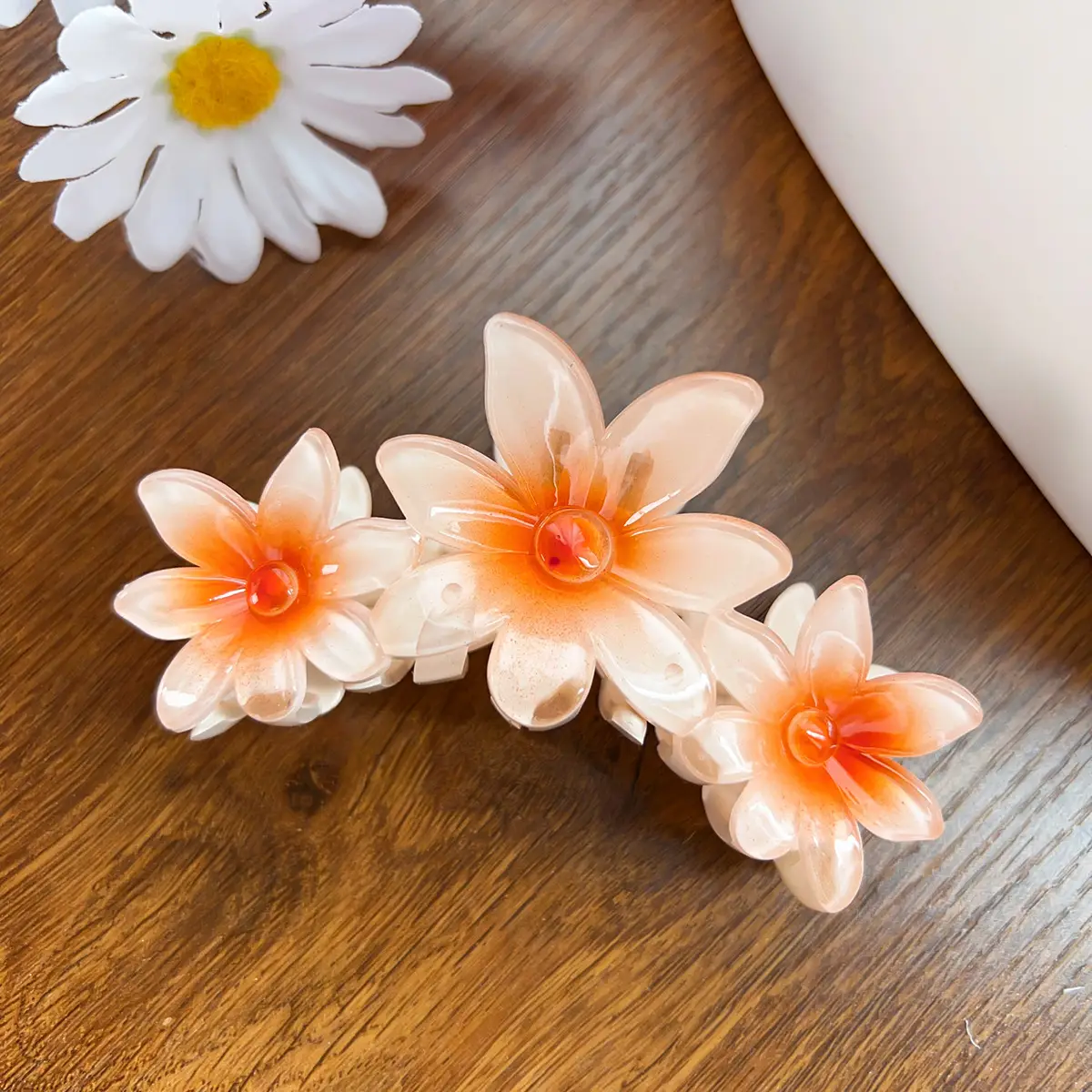 Candy Color Flower Hairclip Large Egg Flower Grab Clip Back of Head Disc Hair Shark Clip Seaside Vacation Hair Accessories Headwear