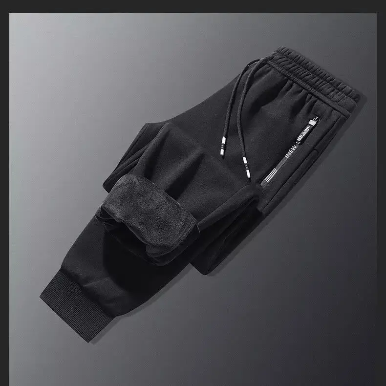 Men Fleece Thermal Trousers Grey Ankle Tie