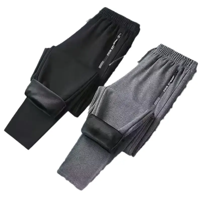 Men Fleece Thermal Trousers Grey Ankle Tie