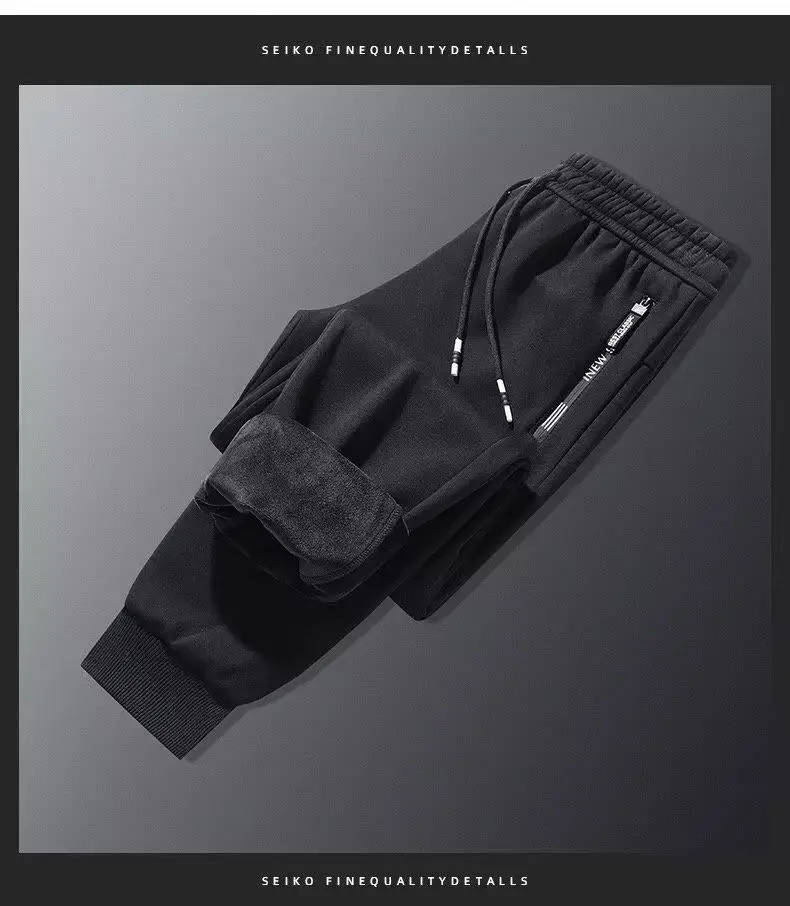 Men Fleece Thermal Trousers Grey Ankle Tie — feature 13