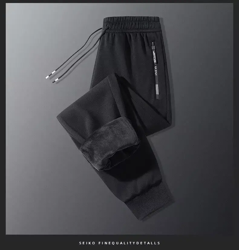 Men Fleece Thermal Trousers Grey Ankle Tie — feature 14