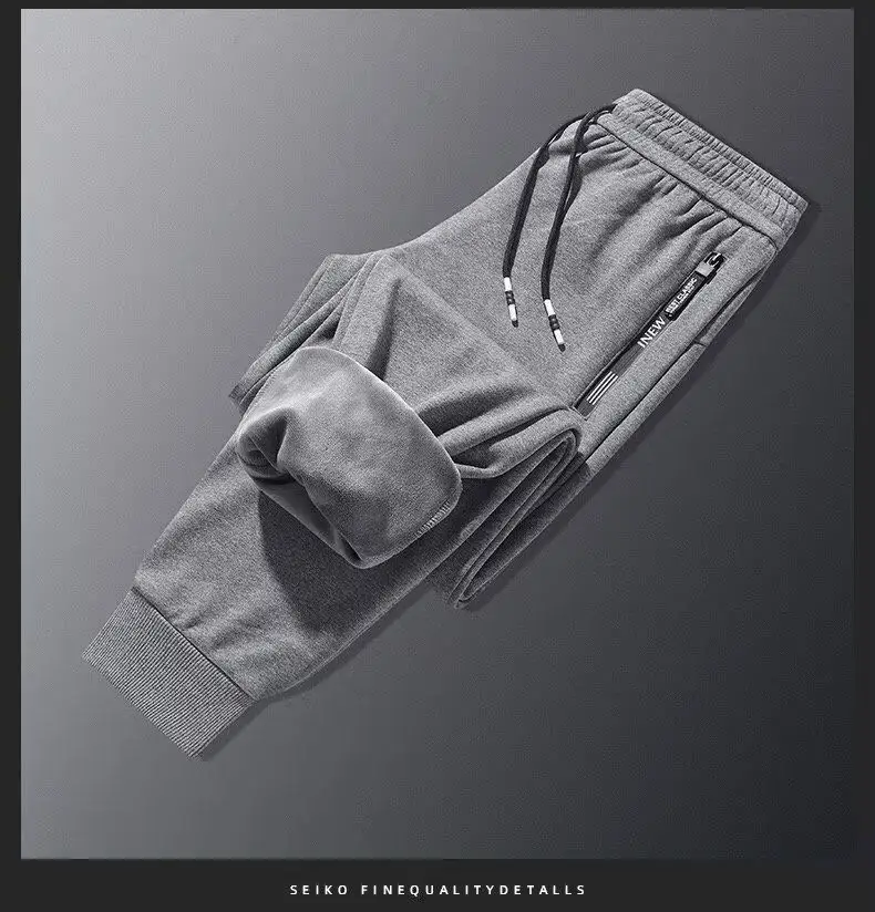 Men Fleece Thermal Trousers Grey Ankle Tie — feature 15