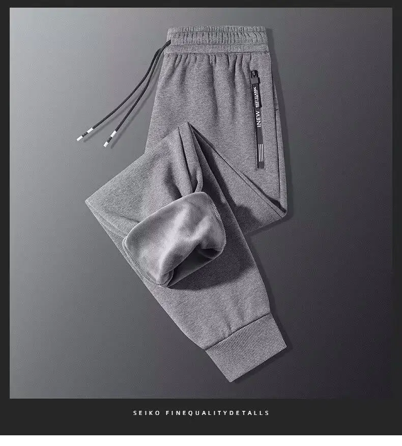 Men Fleece Thermal Trousers Grey Ankle Tie — feature 16