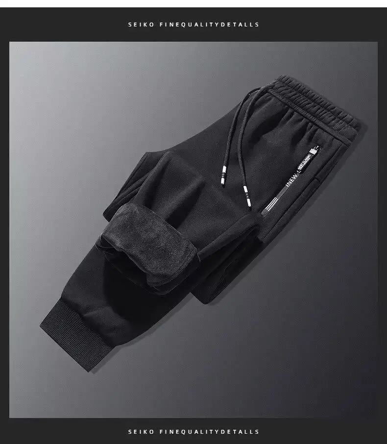 Men Fleece Thermal Trousers Grey Ankle Tie — feature 17