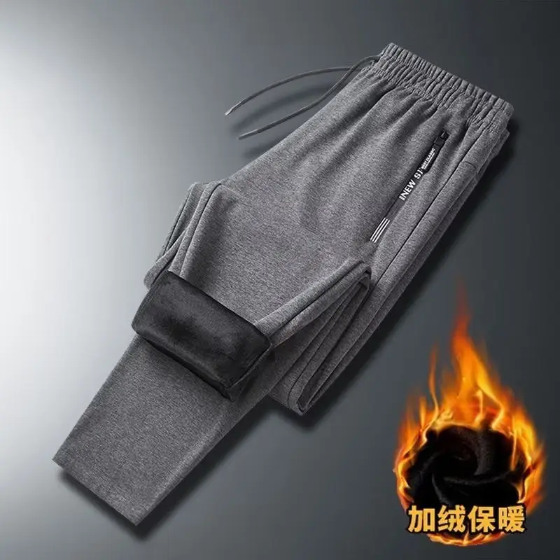 Men Fleece Thermal Trousers Grey Ankle Tie