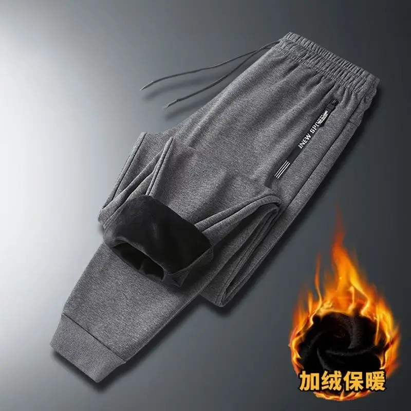 Men Fleece Thermal Trousers Grey Ankle Tie