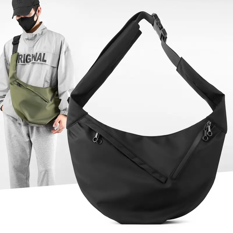 Men's Large Capacity Crossbody Bag Black Green - Image 4