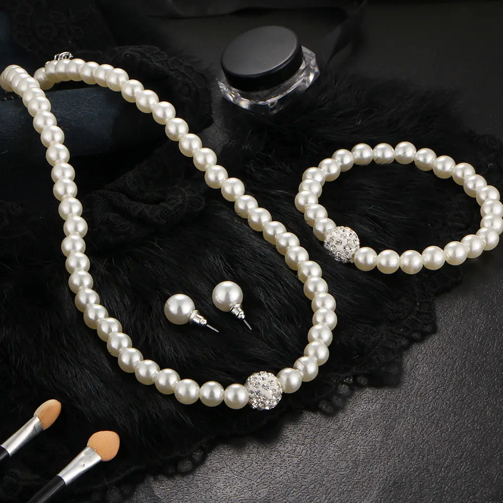 AliExpress Creative Imitation Pearl Necklace Bracelet Earrings Set - Image 5