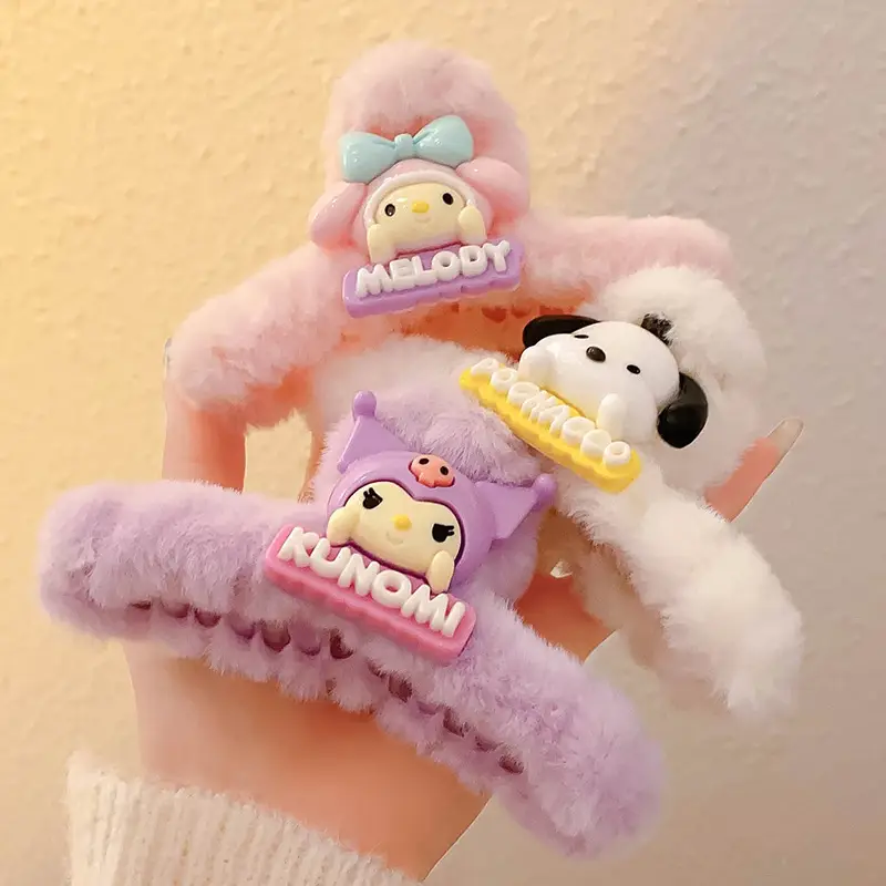 Hello Kitty Plush Hairpin with Back & Front Design - Image 2