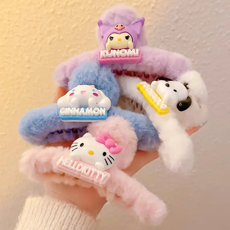 Hello Kitty Plush Hairpin with Back & Front Design - Image 3