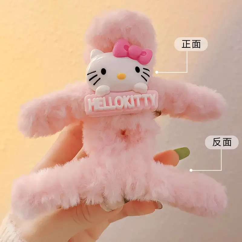 Hello Kitty Plush Hairpin with Back & Front Design - Image 5