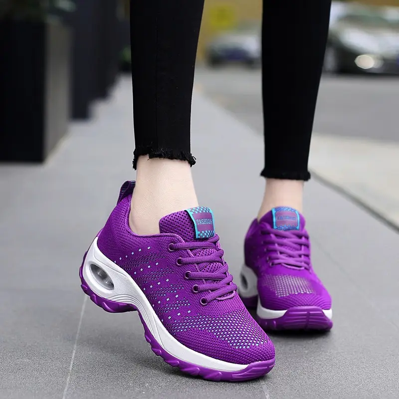 Women's shoes Spring and Autumn new front lace-up casual sneaker platform air cushion shoes wedge shoes cross-border plus size rocking shoes for women