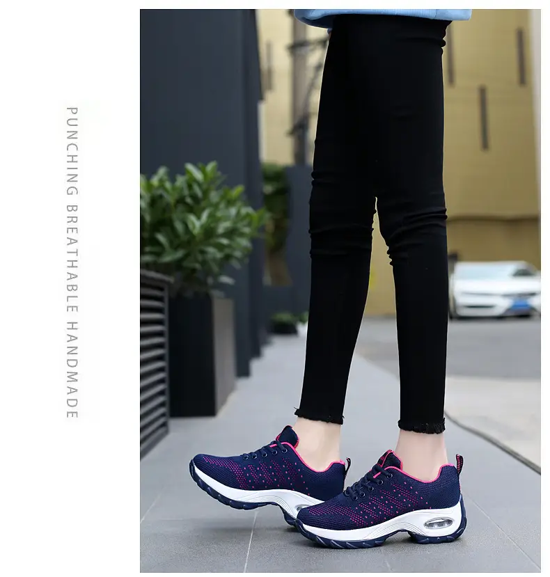 Women's shoes Spring and Autumn new front lace-up casual sneaker platform air cushion shoes wedge shoes cross-border plus size rocking shoes for women — feature 11