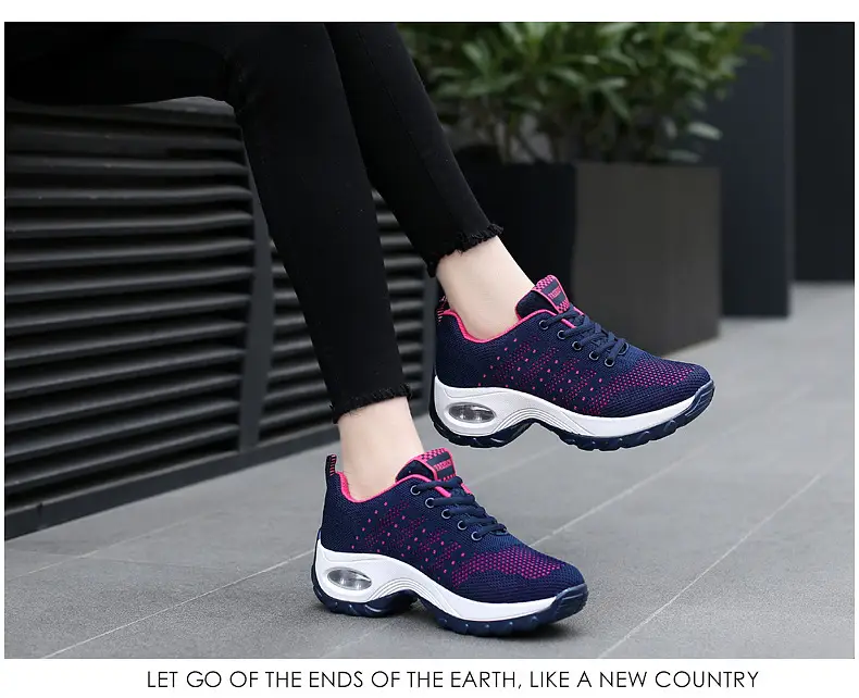 Women's shoes Spring and Autumn new front lace-up casual sneaker platform air cushion shoes wedge shoes cross-border plus size rocking shoes for women — feature 12