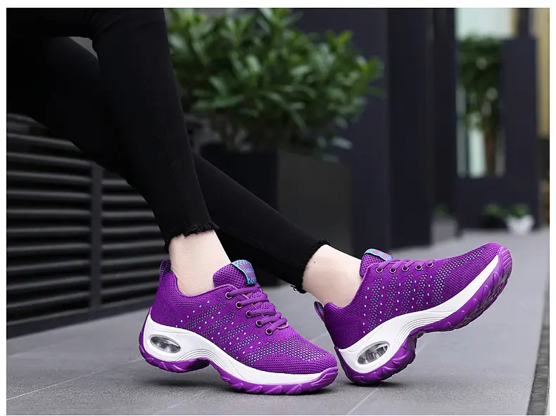 Women's shoes Spring and Autumn new front lace-up casual sneaker platform air cushion shoes wedge shoes cross-border plus size rocking shoes for women — feature 14