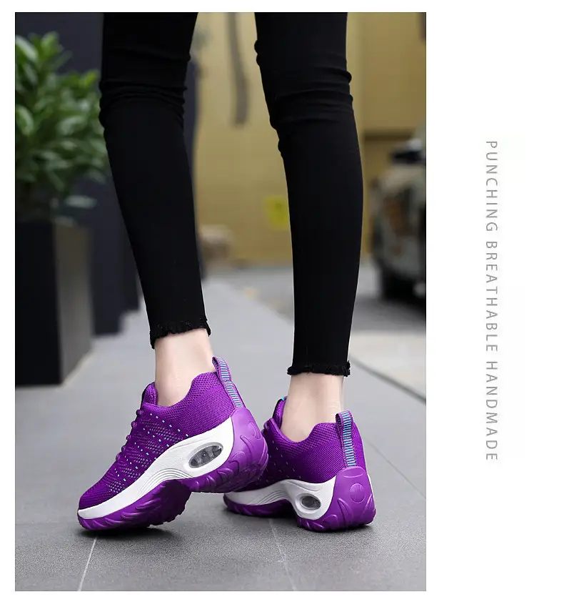 Women's shoes Spring and Autumn new front lace-up casual sneaker platform air cushion shoes wedge shoes cross-border plus size rocking shoes for women — feature 15