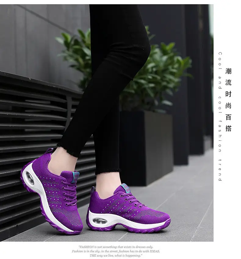 Women's shoes Spring and Autumn new front lace-up casual sneaker platform air cushion shoes wedge shoes cross-border plus size rocking shoes for women — feature 18