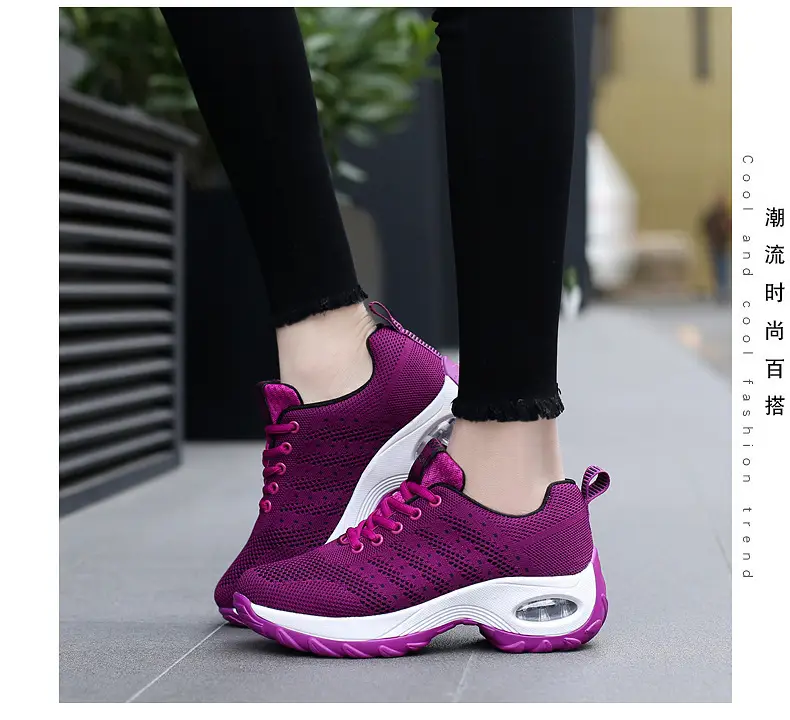 Women's shoes Spring and Autumn new front lace-up casual sneaker platform air cushion shoes wedge shoes cross-border plus size rocking shoes for women — feature 21