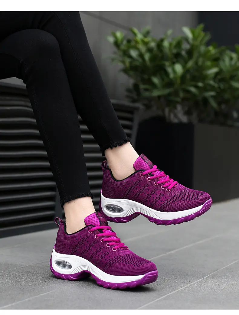 Women's shoes Spring and Autumn new front lace-up casual sneaker platform air cushion shoes wedge shoes cross-border plus size rocking shoes for women — feature 24
