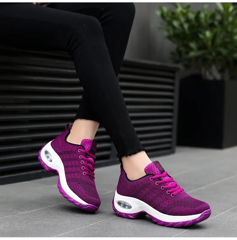 Women's shoes Spring and Autumn new front lace-up casual sneaker platform air cushion shoes wedge shoes cross-border plus size rocking shoes for women — feature 27