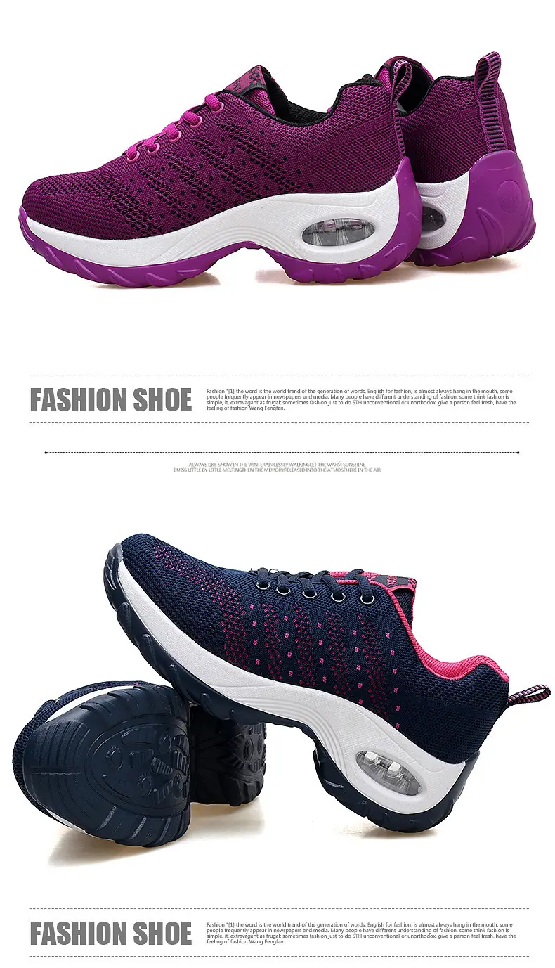 Women's shoes Spring and Autumn new front lace-up casual sneaker platform air cushion shoes wedge shoes cross-border plus size rocking shoes for women — feature 29