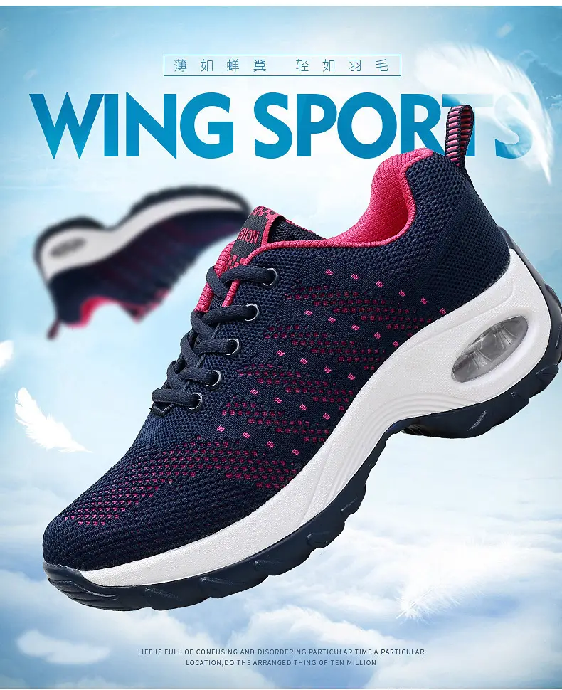 Women's shoes Spring and Autumn new front lace-up casual sneaker platform air cushion shoes wedge shoes cross-border plus size rocking shoes for women — feature 3