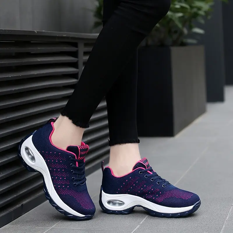Women's shoes Spring and Autumn new front lace-up casual sneaker platform air cushion shoes wedge shoes cross-border plus size rocking shoes for women