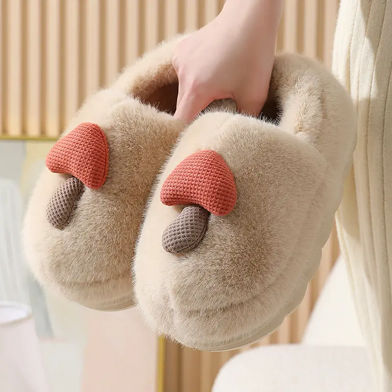 New Winter Autumn and Winter Thick Cute Mushroom Couple Indoor Thickened Household Eva Maomao Cotton Shoes Women Wholesale