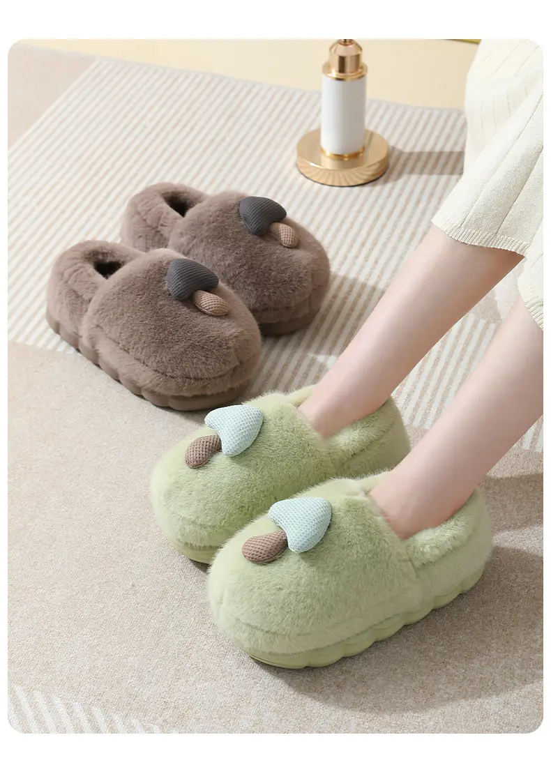 New Winter Autumn and Winter Thick Cute Mushroom Couple Indoor Thickened Household Eva Maomao Cotton Shoes Women Wholesale — feature 11