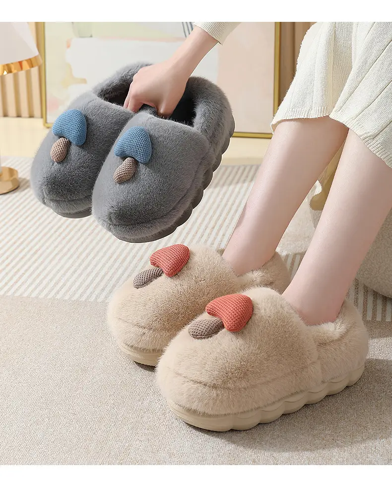 New Winter Autumn and Winter Thick Cute Mushroom Couple Indoor Thickened Household Eva Maomao Cotton Shoes Women Wholesale — feature 9