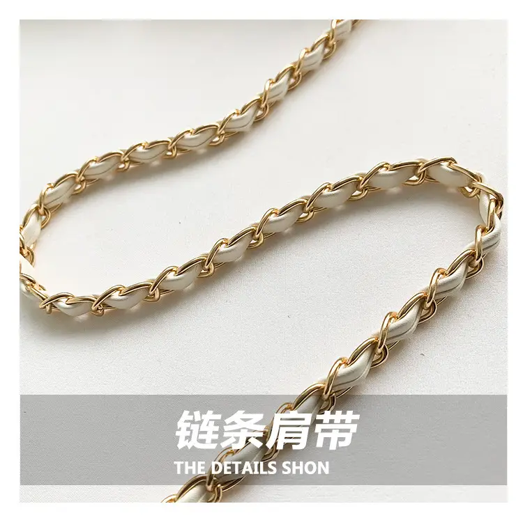 Black Woven Chanel Style Shoulder Messenger Bag with Gold Chain — feature 3