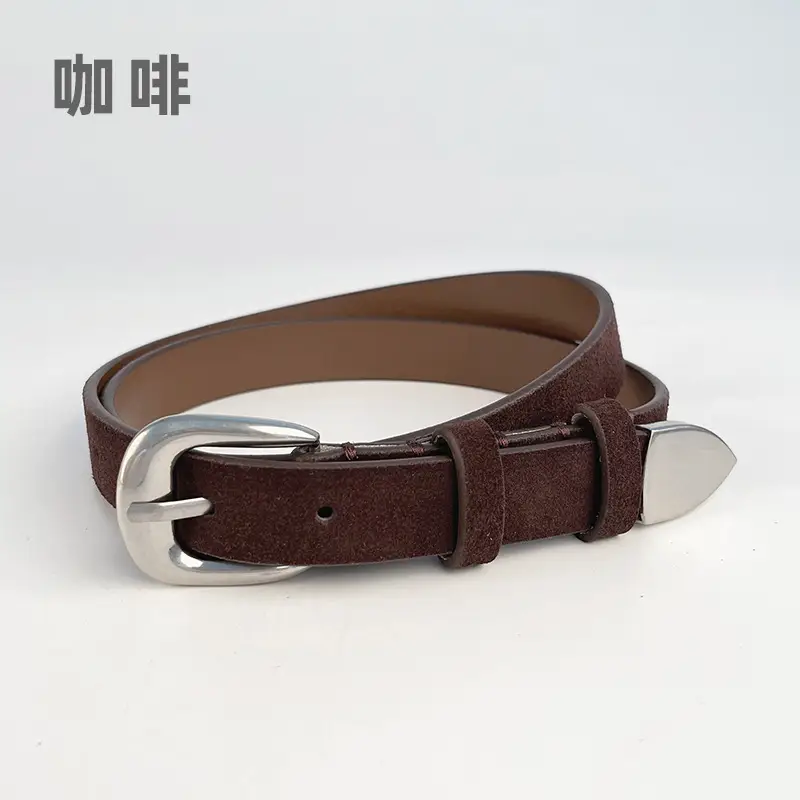 Women's Red Anti-Velvet Belt with Silver Buckle - Image 6