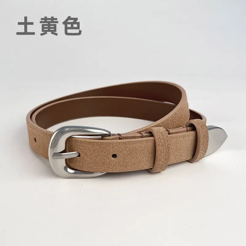 Women's Red Anti-Velvet Belt with Silver Buckle - Image 8