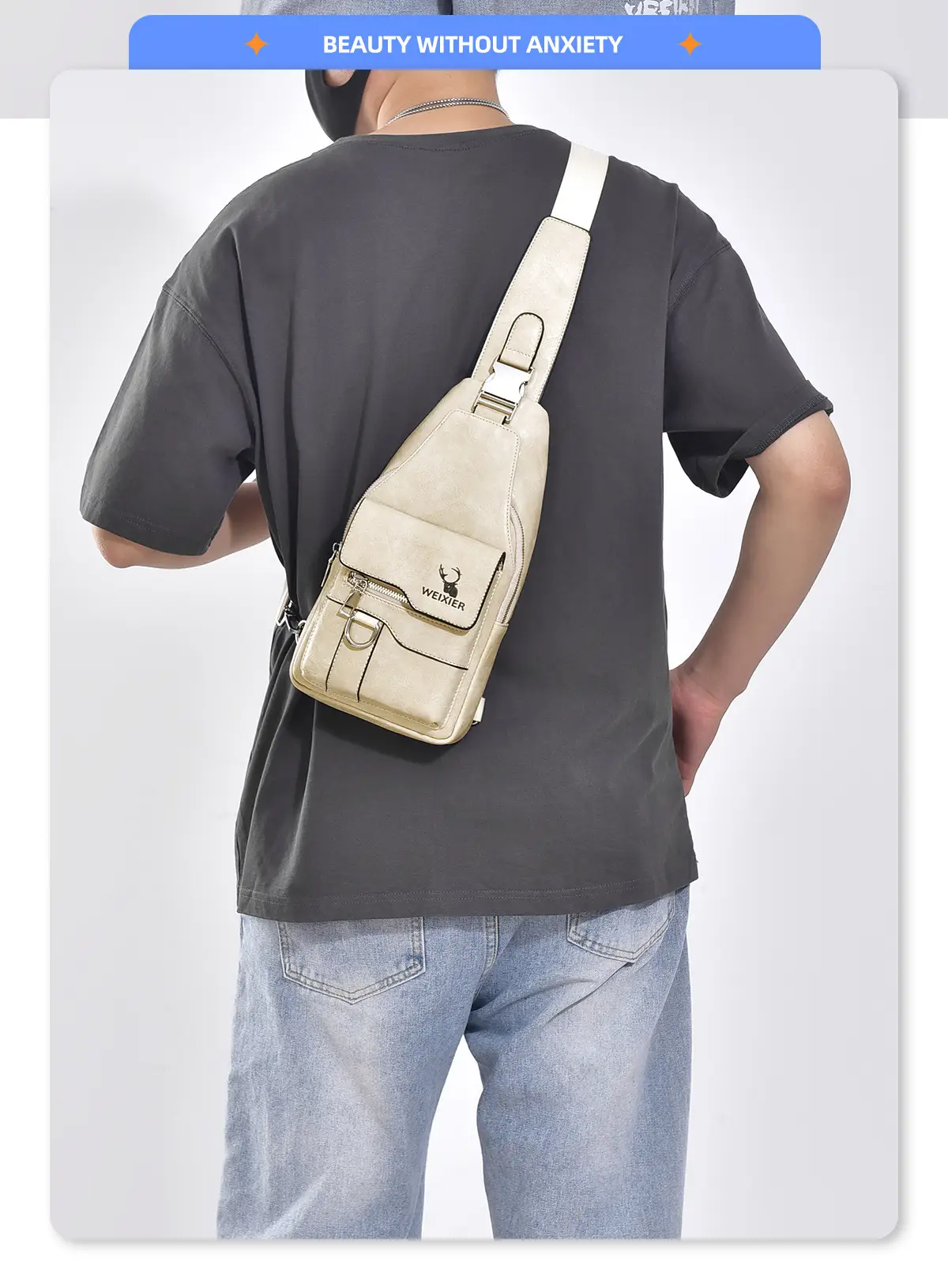 Men's Waterproof Crossbody Bag Brown Leather Large Capacity — feature 15
