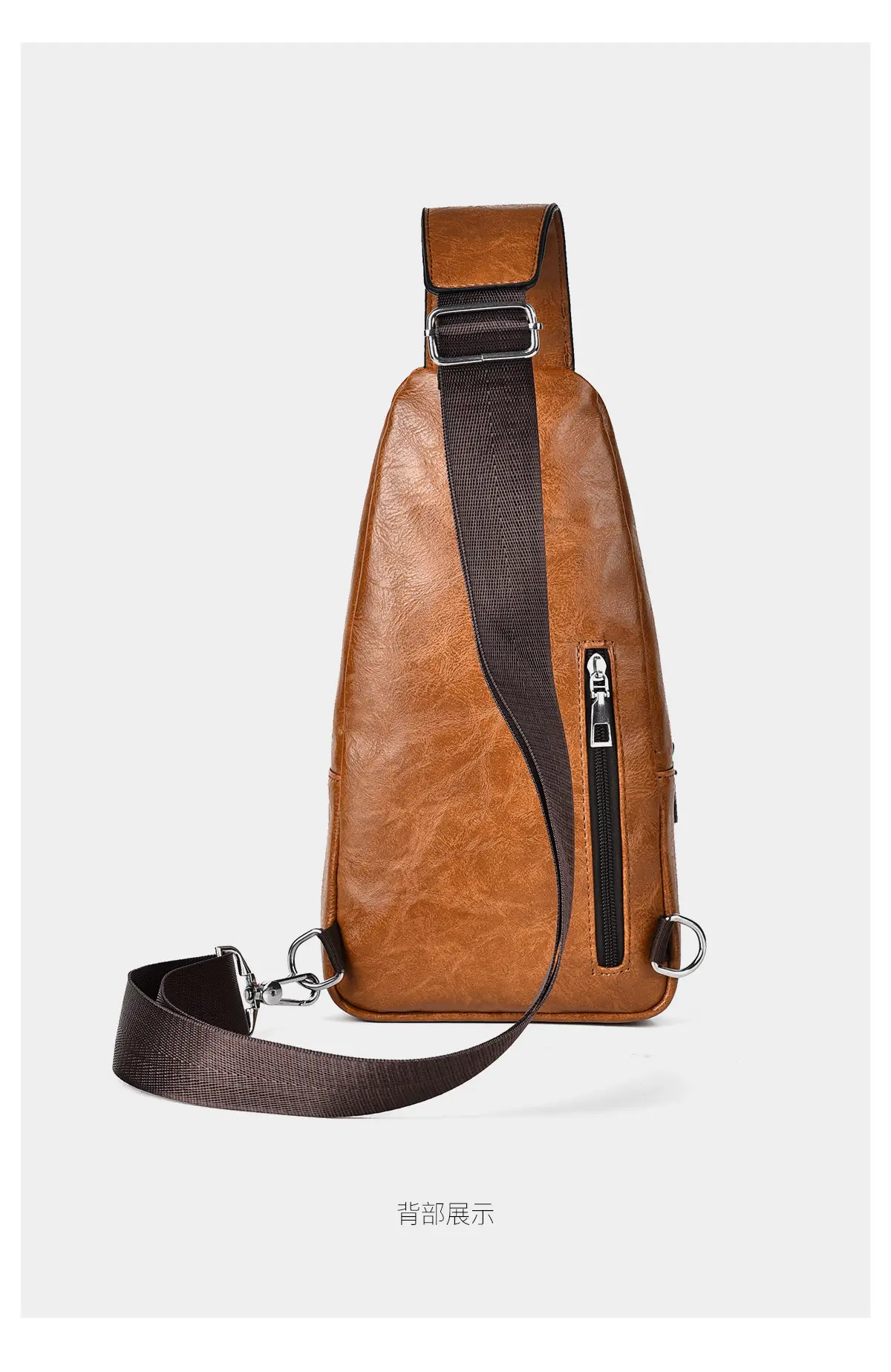 Men's Waterproof Crossbody Bag Brown Leather Large Capacity — feature 25