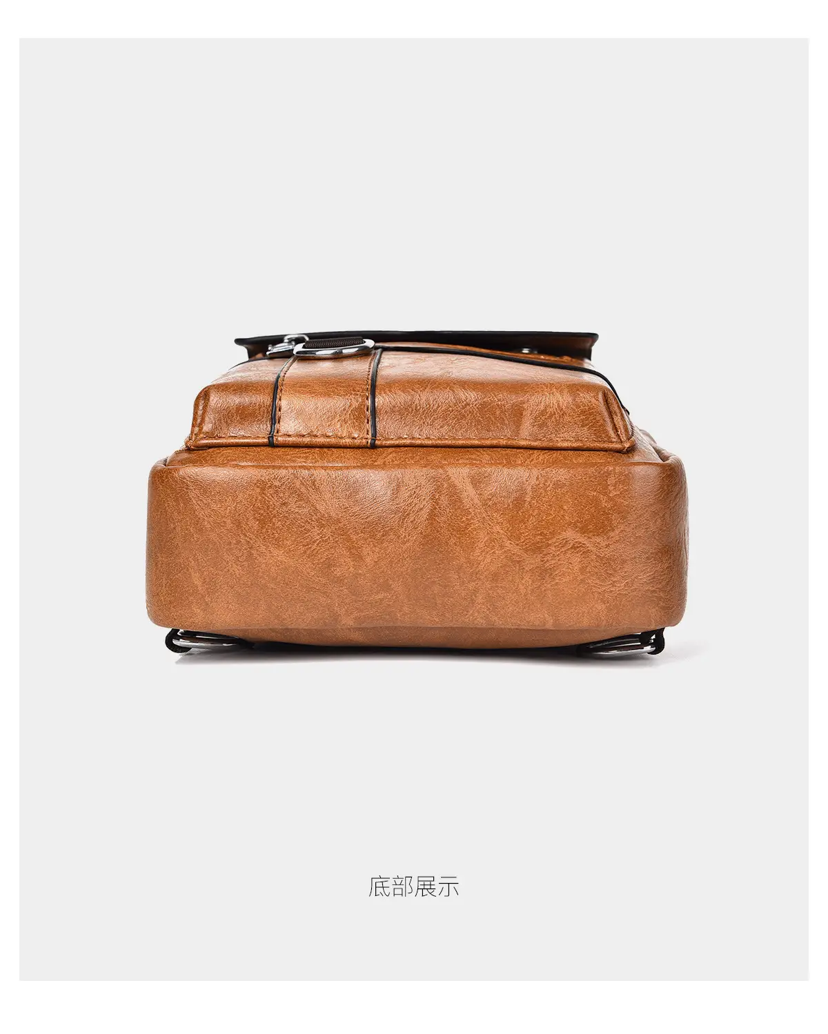 Men's Waterproof Crossbody Bag Brown Leather Large Capacity — feature 27