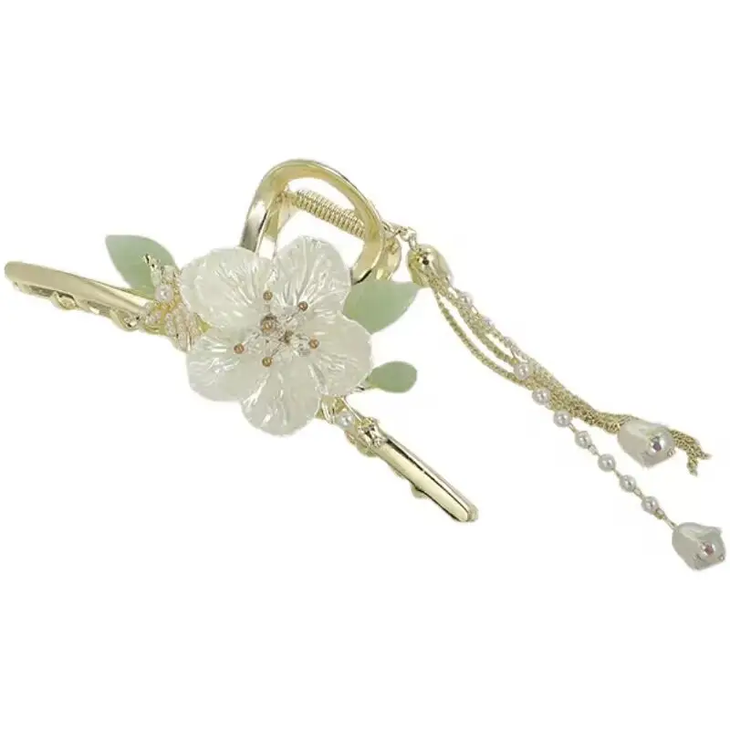 Ancient Camellia Hairpin Clip with Tassels - Image 5