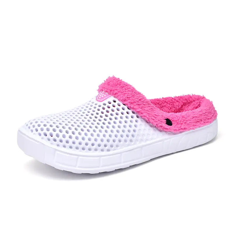 Five-Color home fleece-lined cotton slippers hollow breathable couple's hole shoes casual slip-on closed toe garden shoes - Image 10