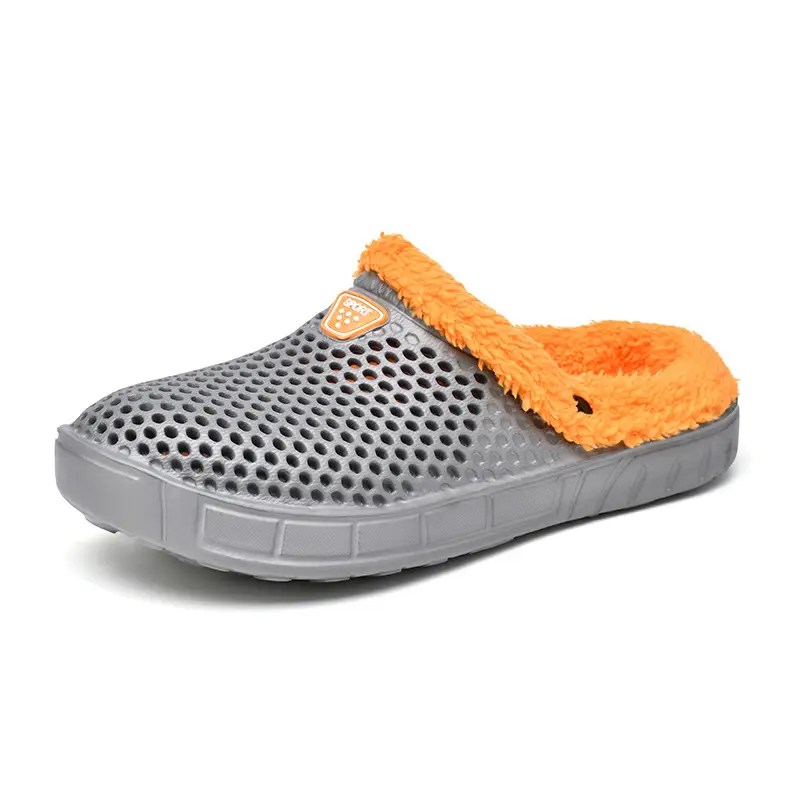 Five-Color home fleece-lined cotton slippers hollow breathable couple's hole shoes casual slip-on closed toe garden shoes - Image 4