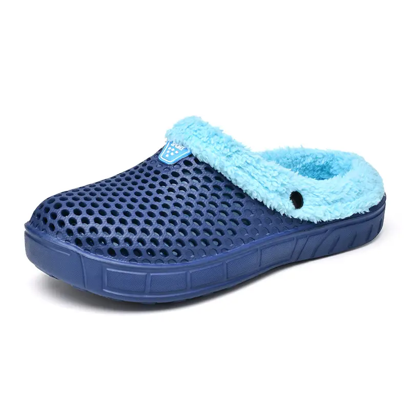 Five-Color home fleece-lined cotton slippers hollow breathable couple's hole shoes casual slip-on closed toe garden shoes - Image 5
