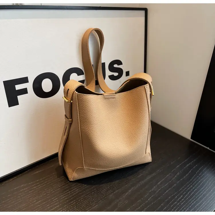 Women Textured Bucket Bag Brown Vintage Shoulder Crossbody — feature 22