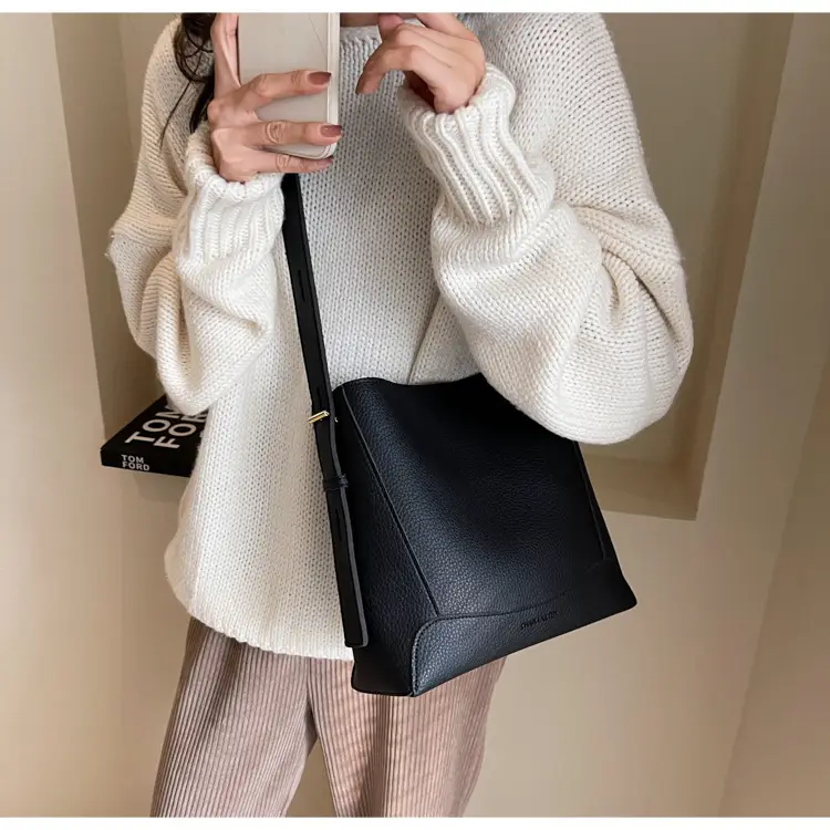 Women Textured Bucket Bag Brown Vintage Shoulder Crossbody — feature 33