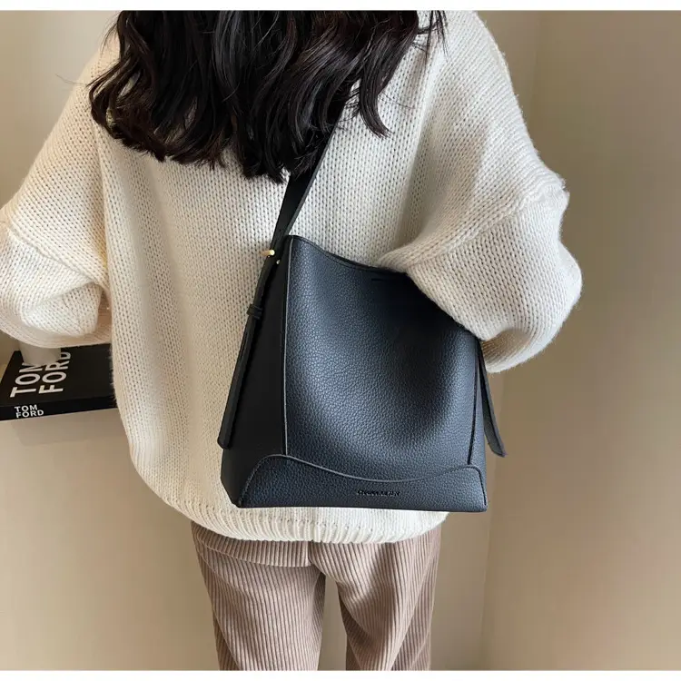 Women Textured Bucket Bag Brown Vintage Shoulder Crossbody — feature 34
