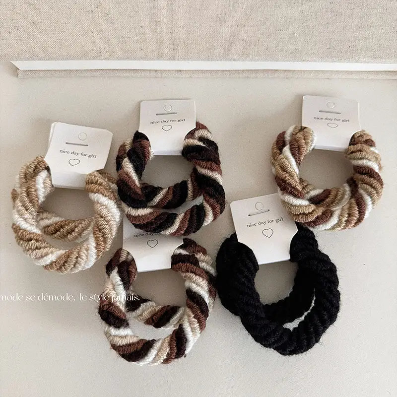 Autumn & Winter Hair Ties Milk Coffee Multi Strand Ponytail Tie - Image 6
